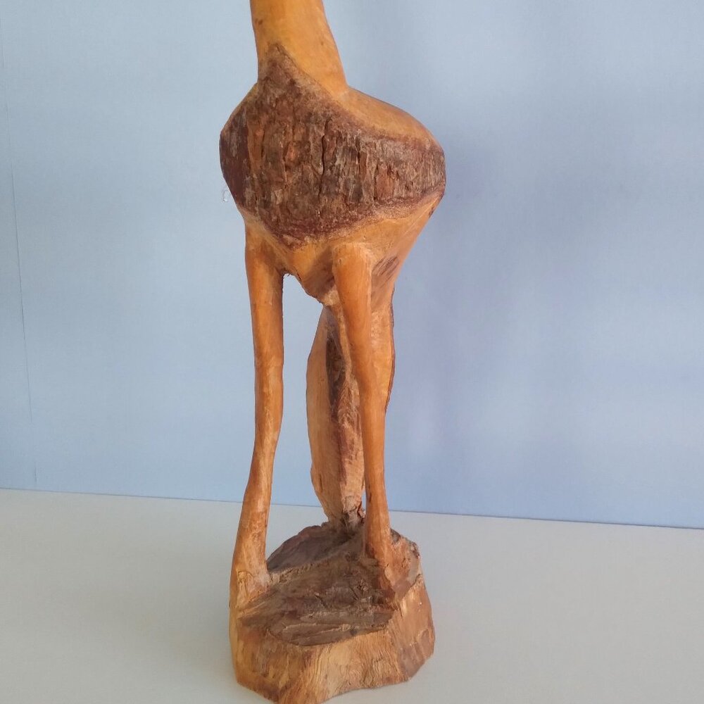Pier 1 Natural hand carved wood heron sculpture-coastal,tiki,rustic, 14" tall - Picture 6 of 9